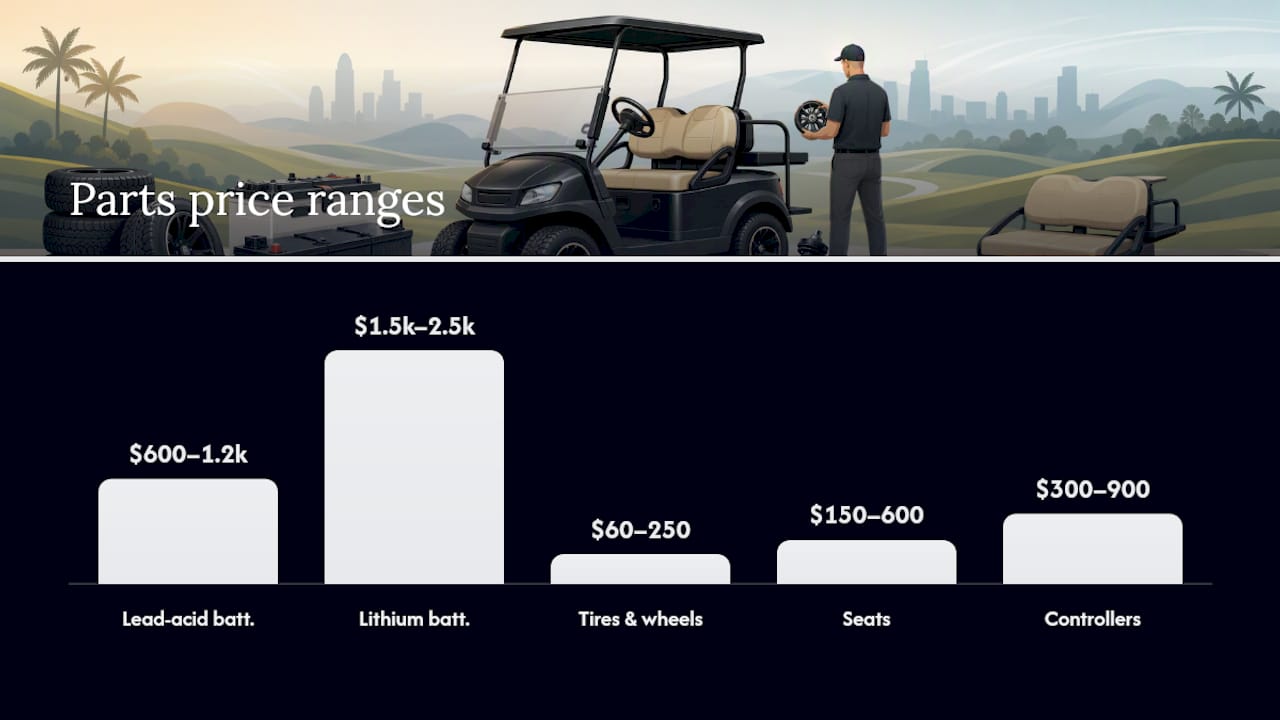Diagram comparing costs of golf cart parts