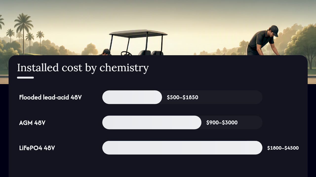 Cost comparison of golf cart batteries by chemistry and voltage