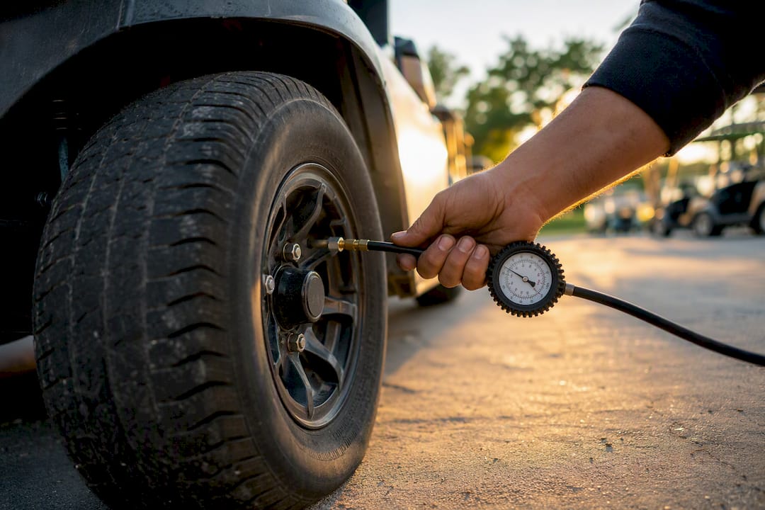 Hand adjusting golf cart tire pressure valve