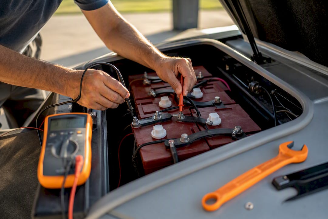 Testing golf cart battery voltage with probes