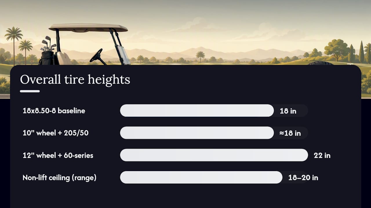Tire height comparison across wheel sizes