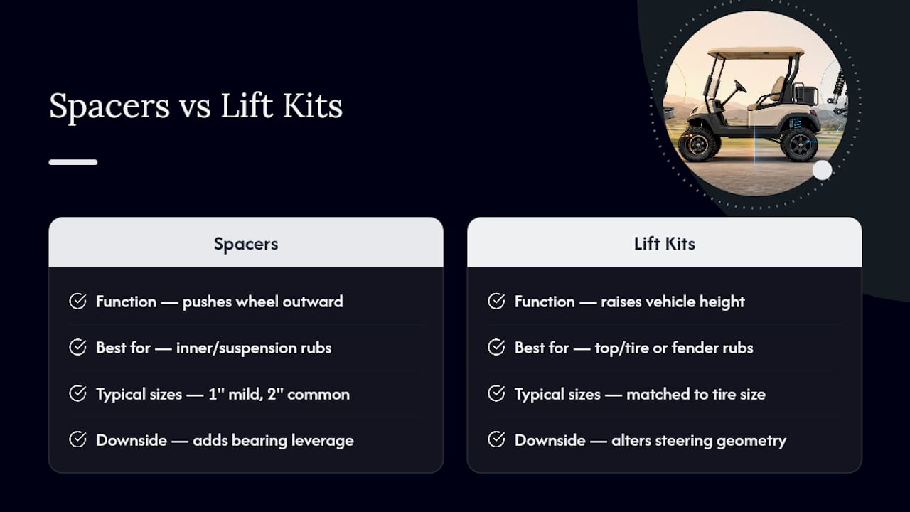 Comparison of spacer and lift kit clearance