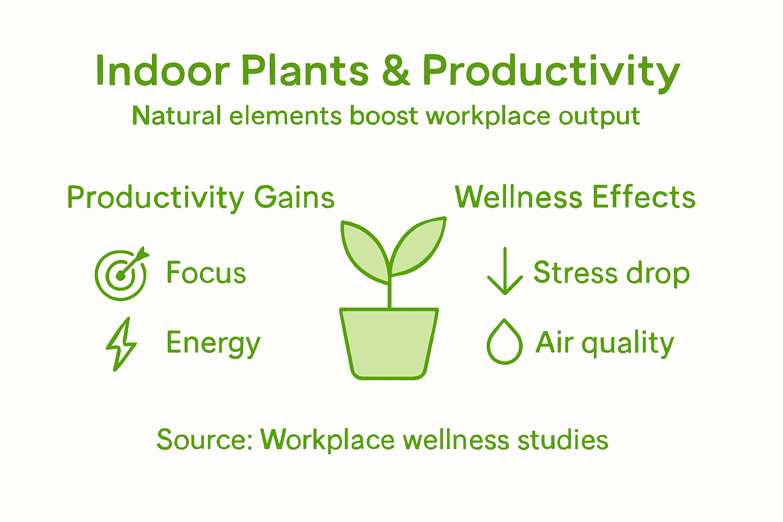 Infographic on indoor plants and productivity