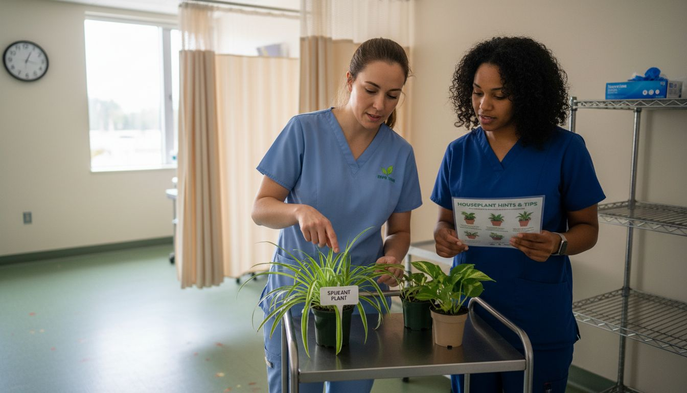 Nurses reviewing clinic plant selection