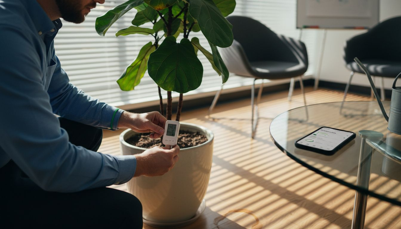 Measuring plant humidity in meeting room