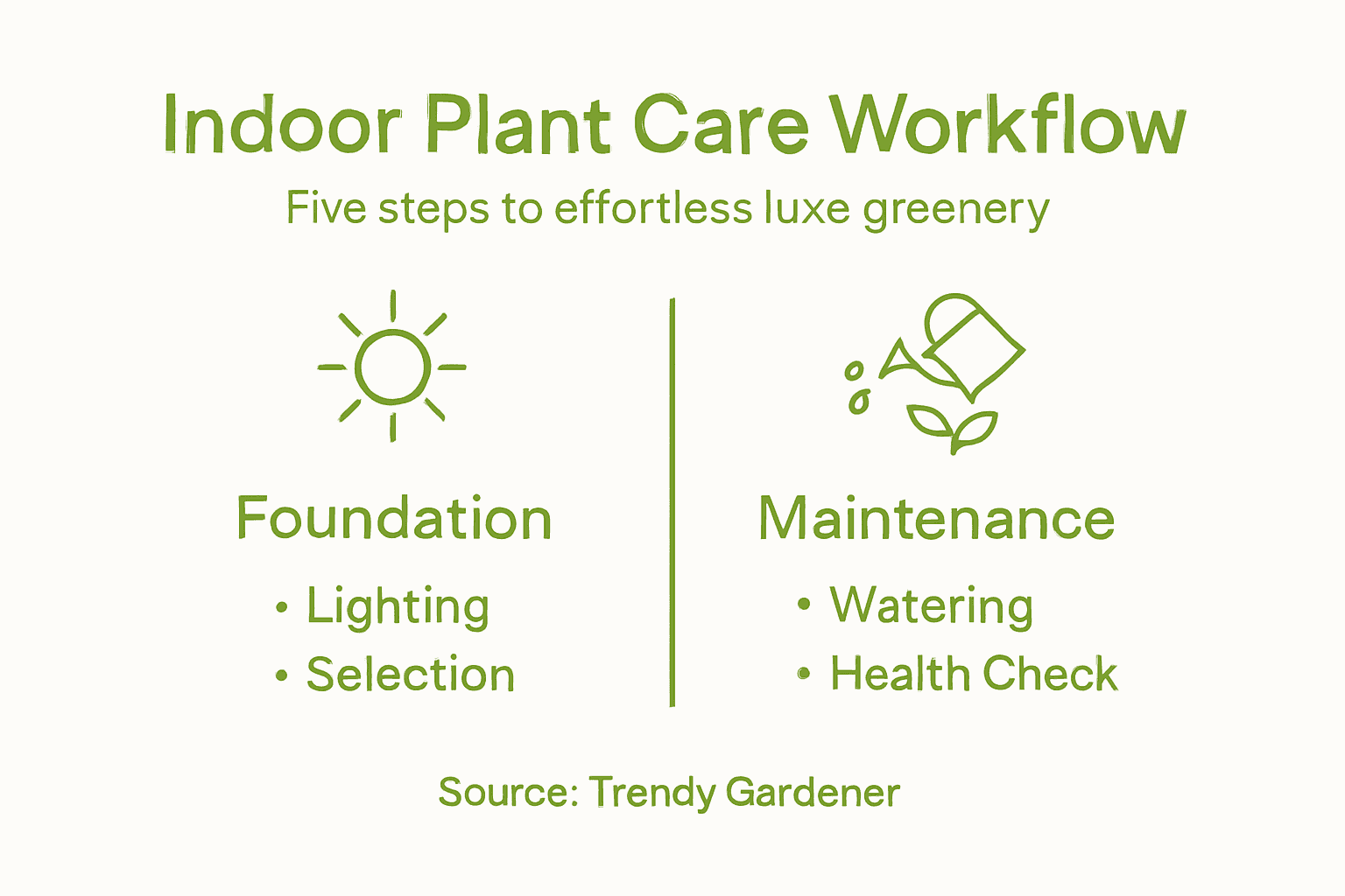 Infographic on luxe indoor plant care steps