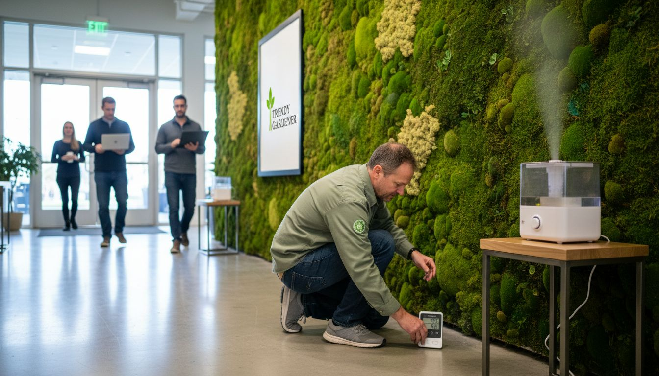 Technician measures moss wall humidity levels