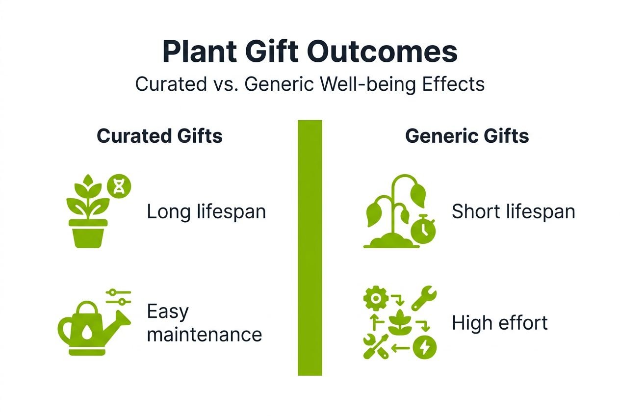 Infographic comparing curated and generic plant gifts