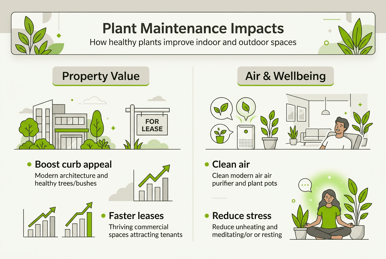 Infographic showing benefits of plant maintenance