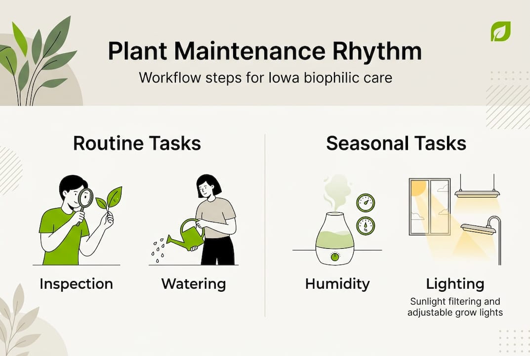 Infographic with plant workflow seasonal task summary