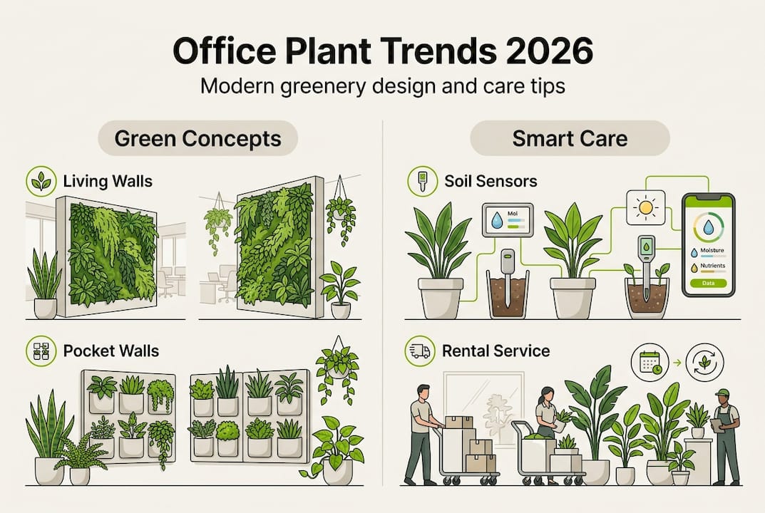 Infographic on office plant trends and tech