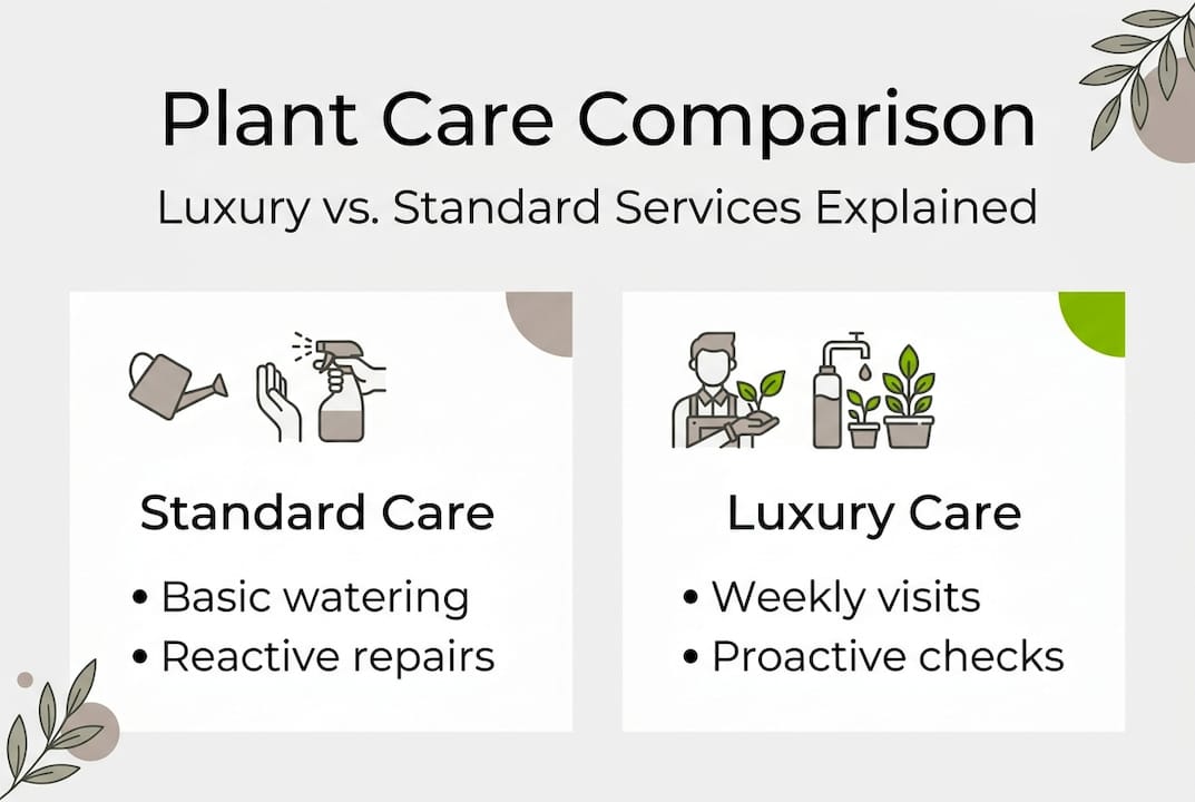 Infographic showing plant care differences