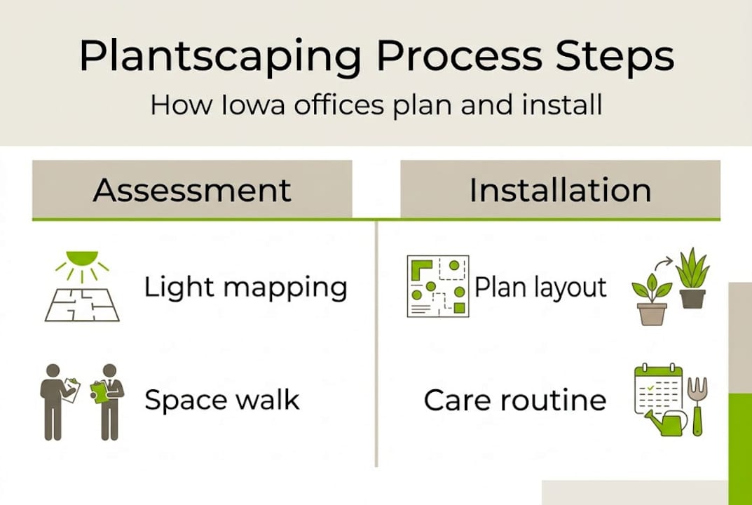 Infographic showing Iowa plantscaping process