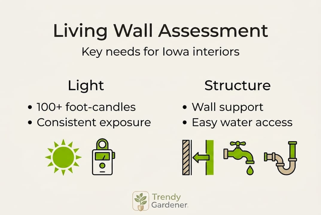 Infographic shows living wall site requirements