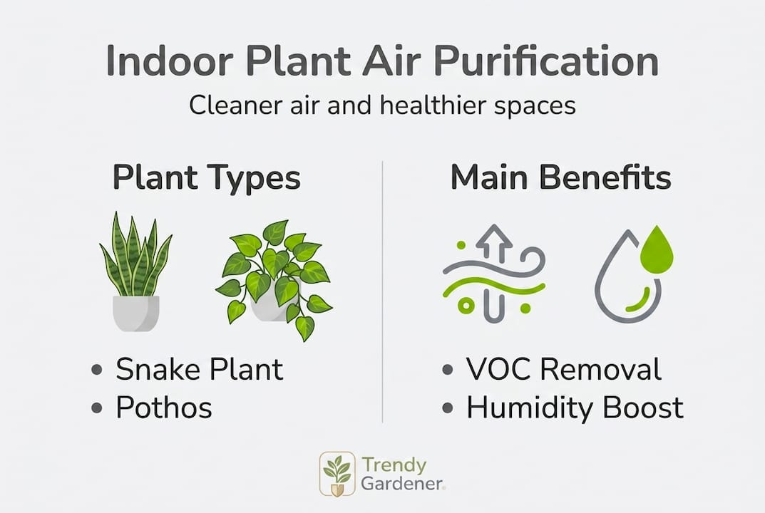 Infographic showing indoor plant air benefits