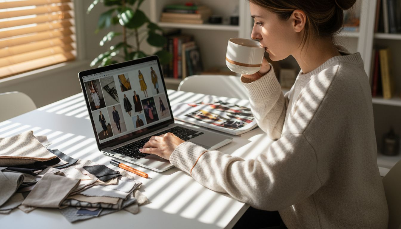 Designer working on fashion trend mood board