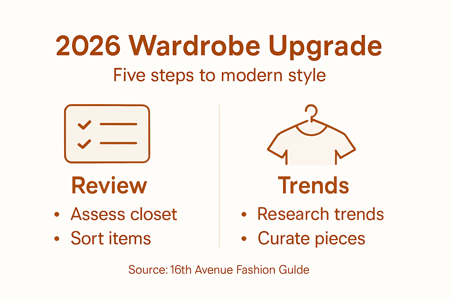 Infographic with five steps for wardrobe upgrade