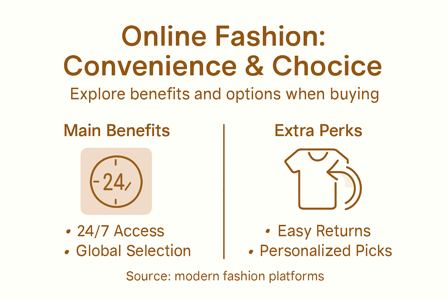 Infographic showing online fashion benefits