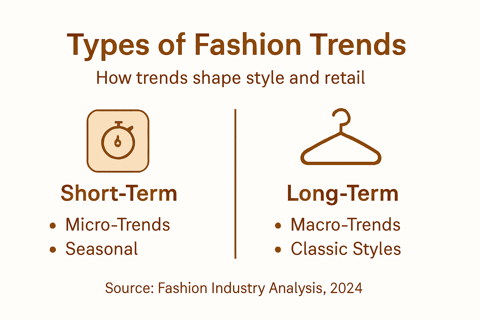 Infographic of fashion trend categories and types
