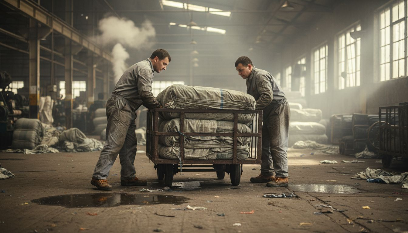 Garment workers in an industrial textile factory