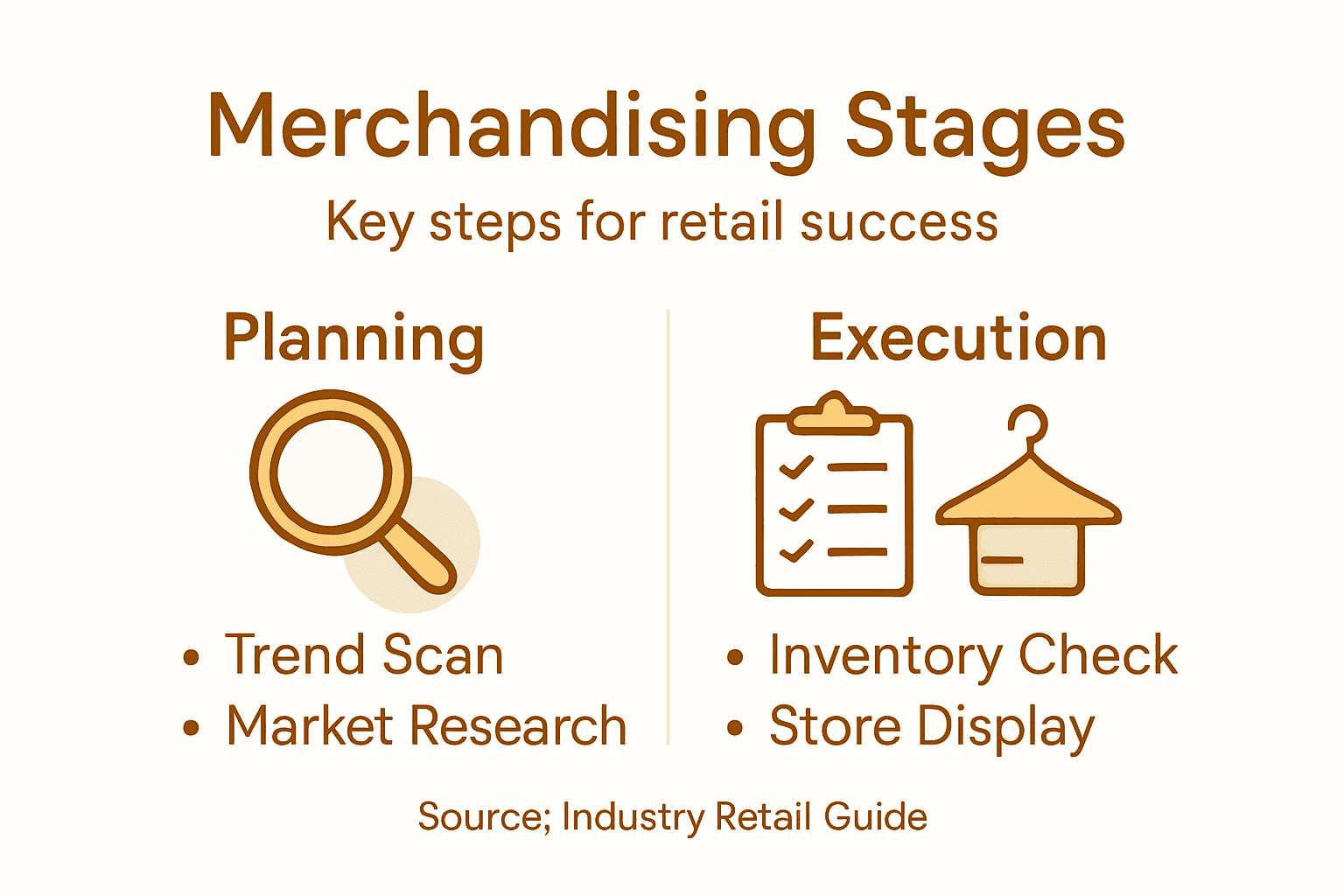 Merchandising stages infographic with planning and execution
