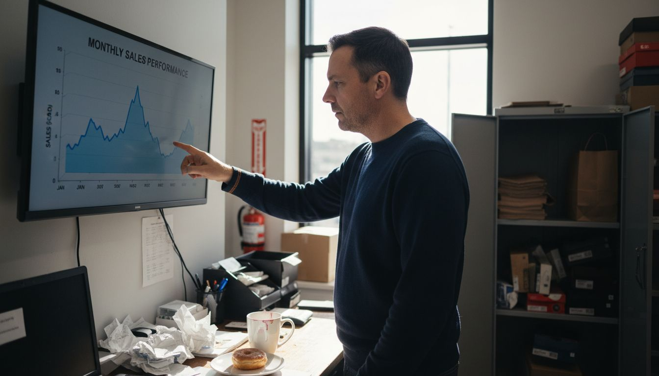 Retail manager checking store sales analytics