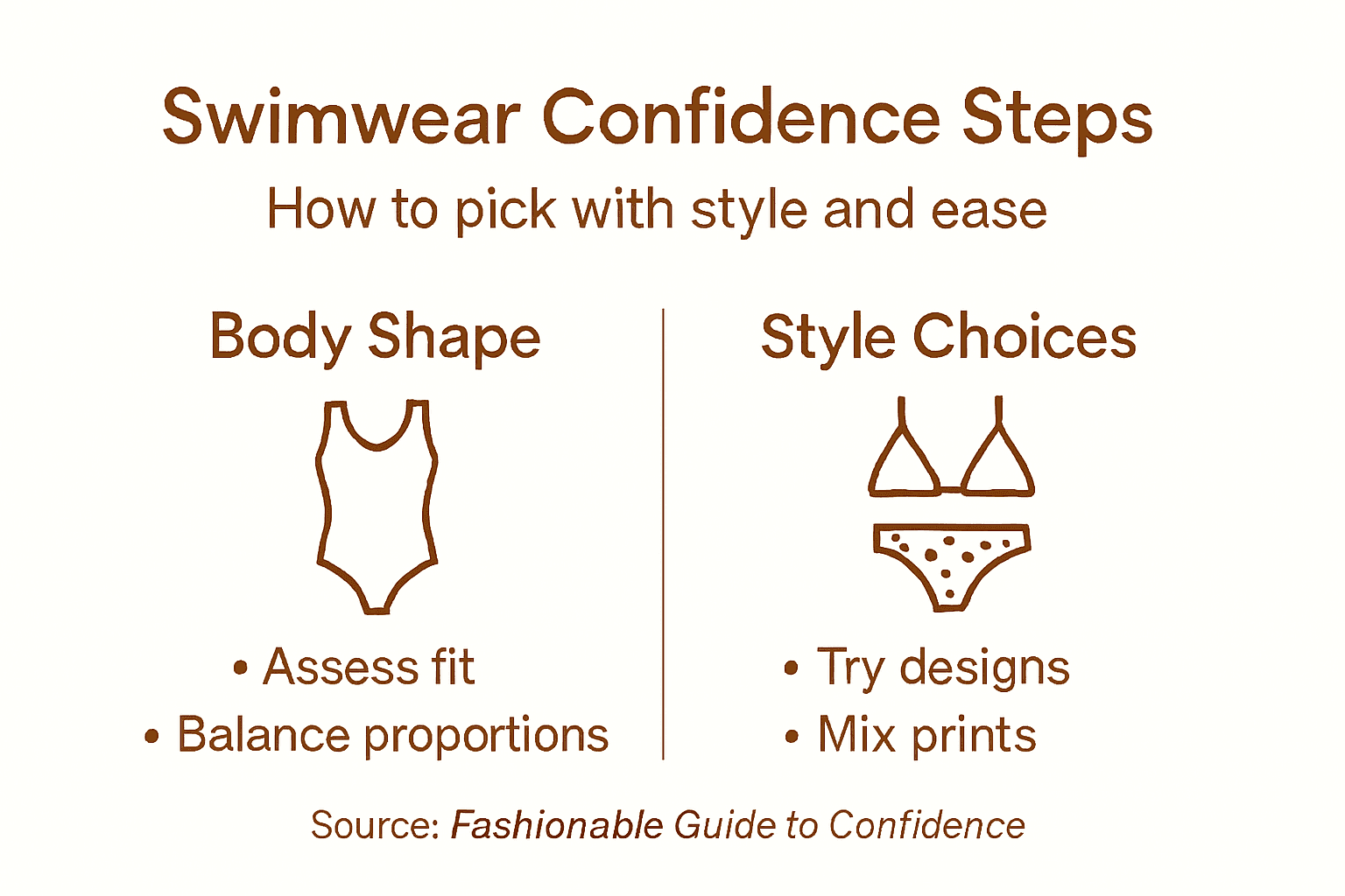 Steps infographic for picking stylish swimwear