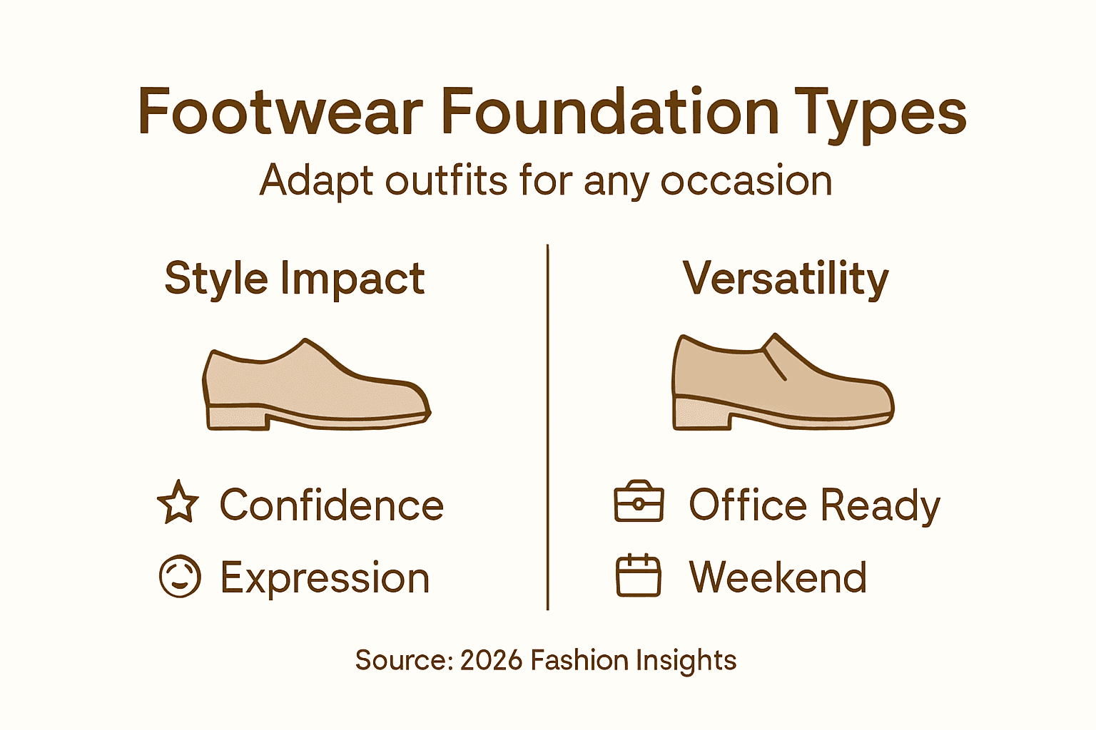 Infographic showing footwear types and versatility