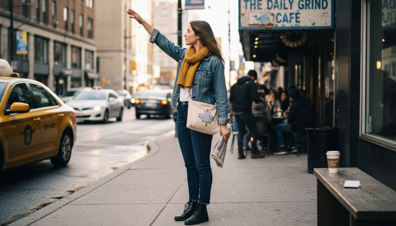 City street fashion with crossbody handbag
