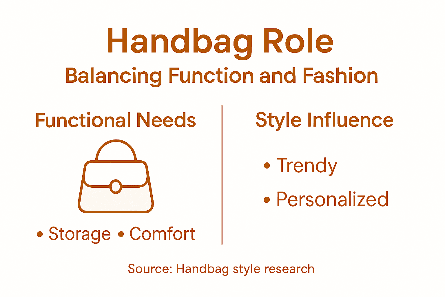 Infographic showing handbag function and fashion balance