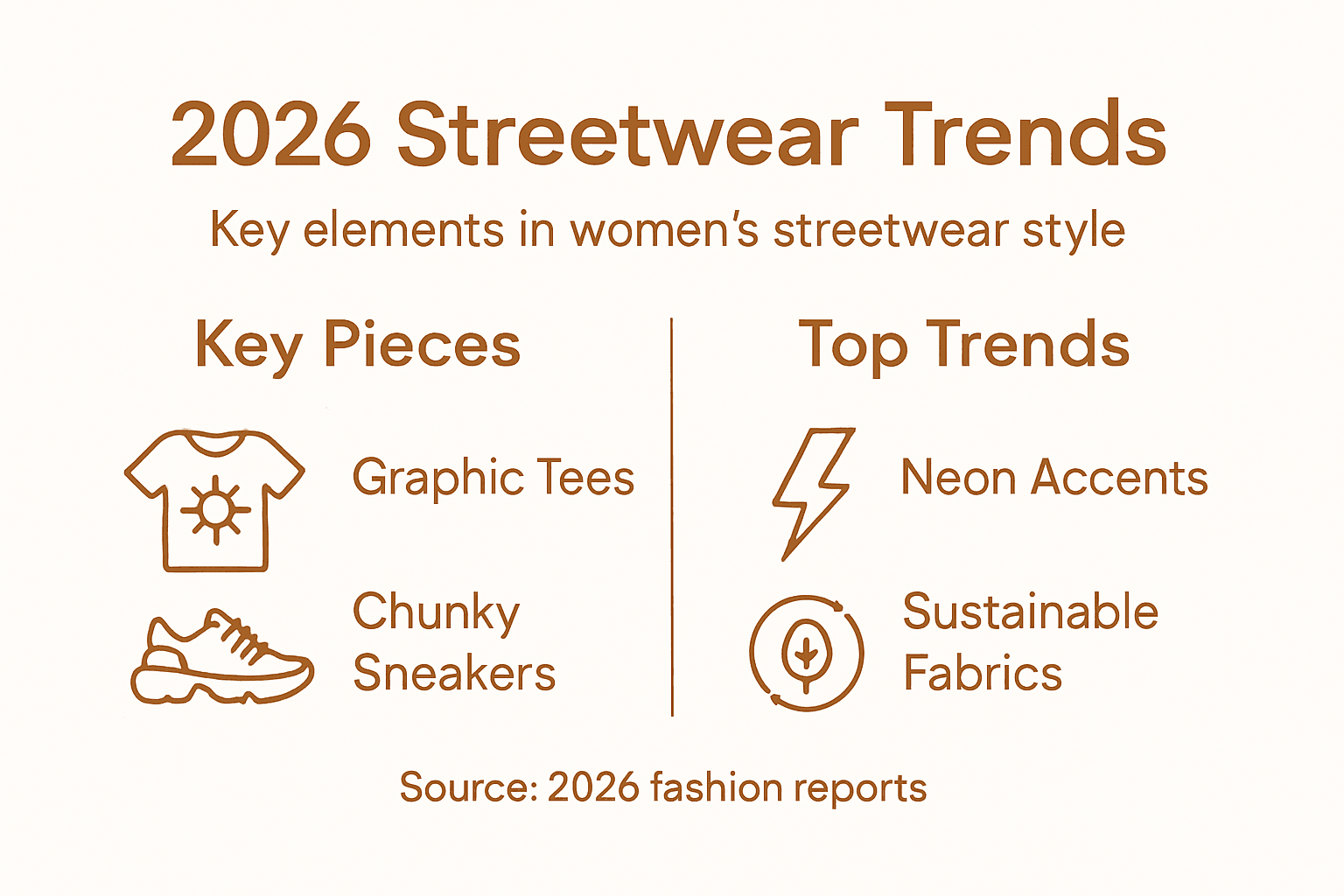 Infographic of key 2026 streetwear trends for women