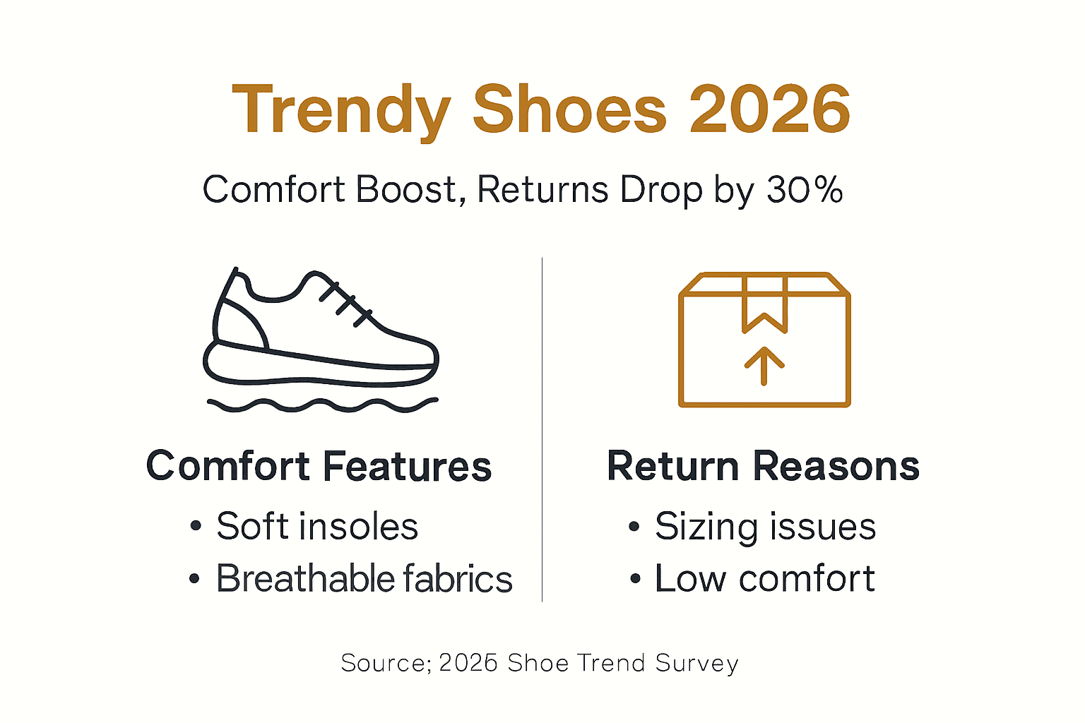 Infographic showing shoe comfort and return stats