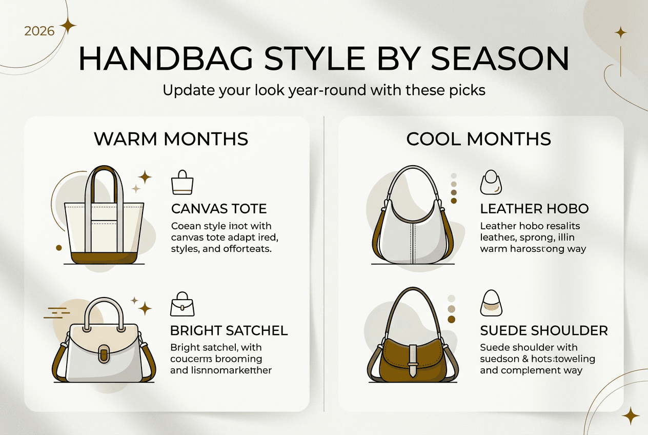 Infographic showing seasonal handbag styles for 2026