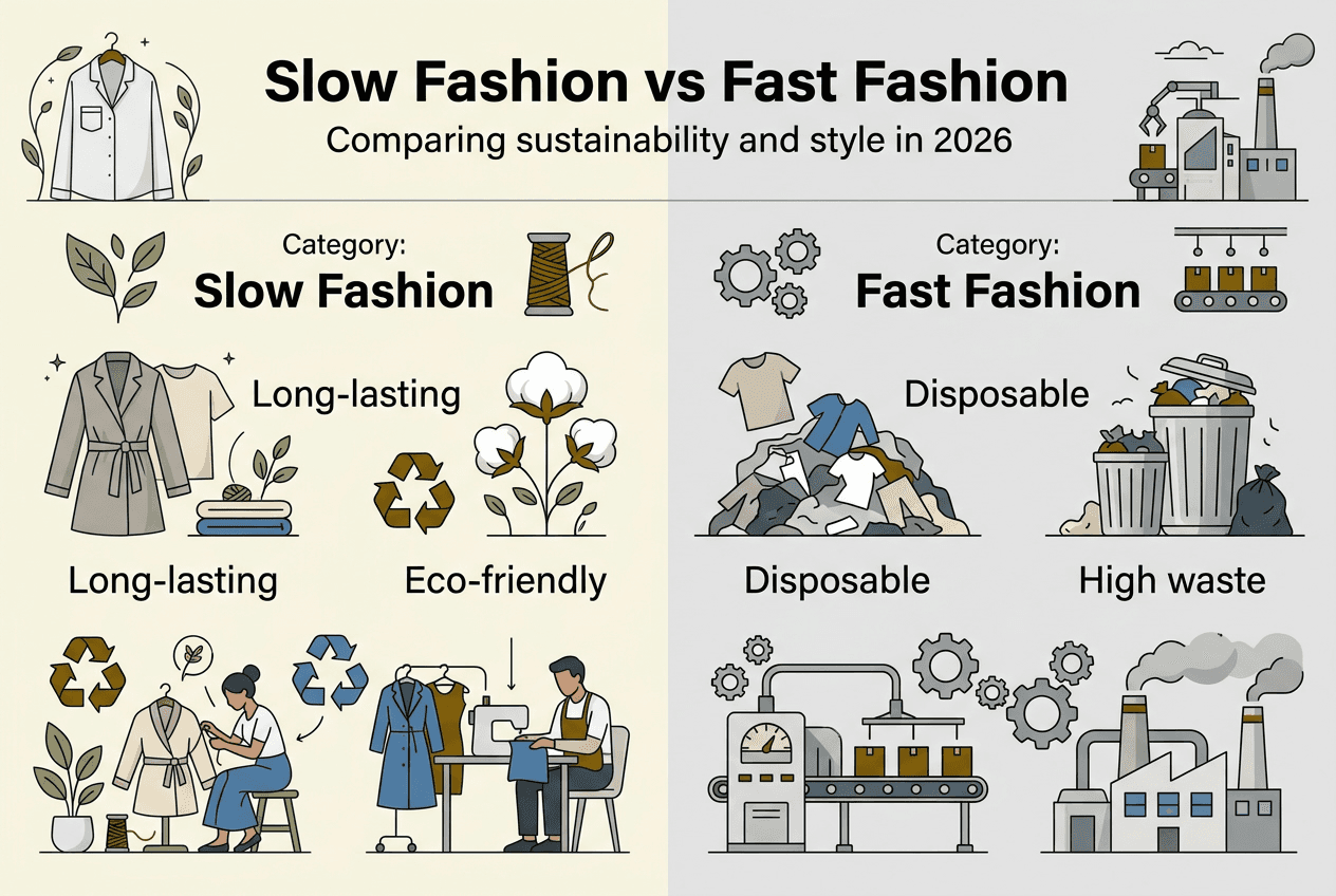 Infographic comparing slow and fast fashion