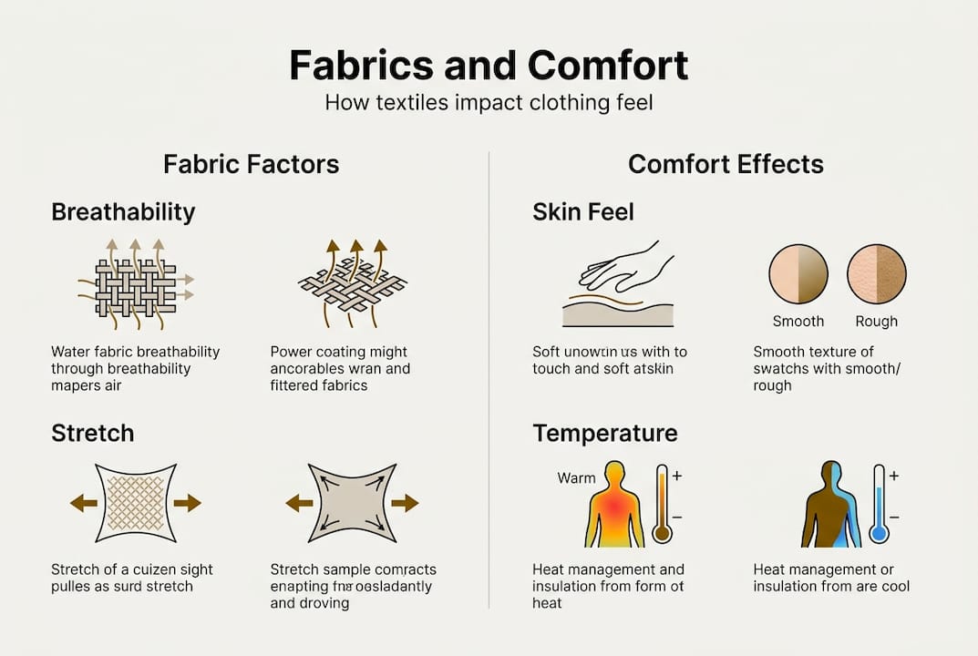 Infographic showing key fabric comfort factors