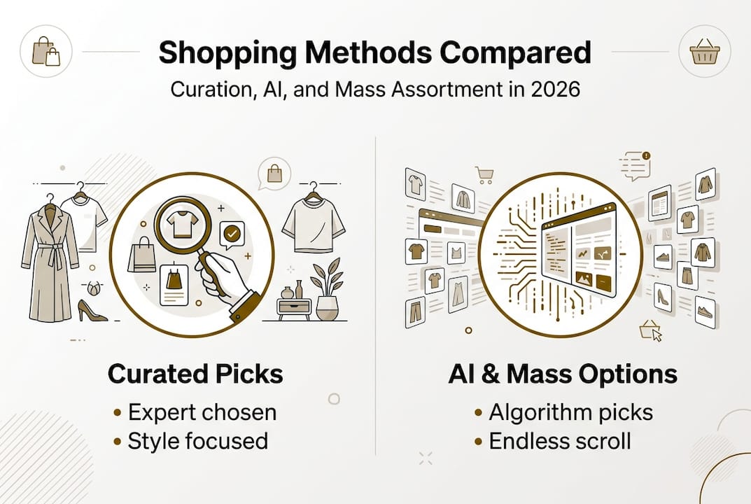 Infographic comparing shopping methods in 2026