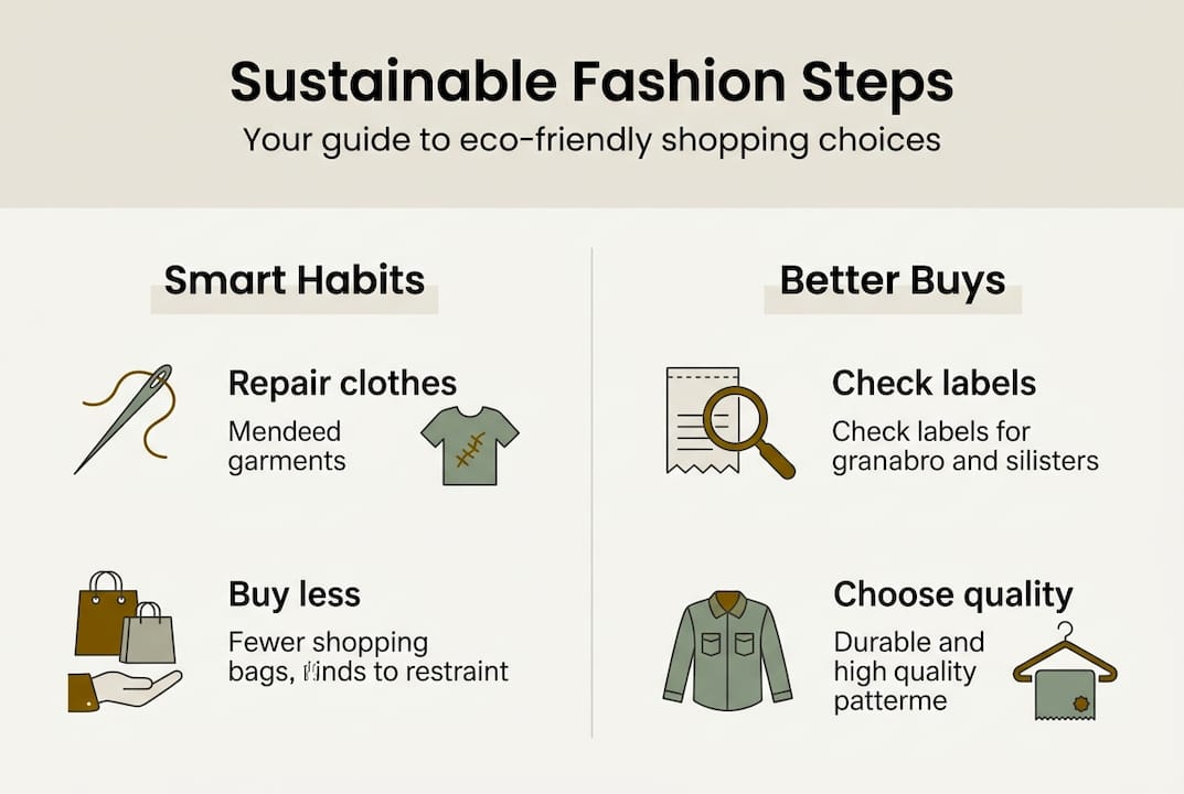 Infographic with steps for sustainable fashion