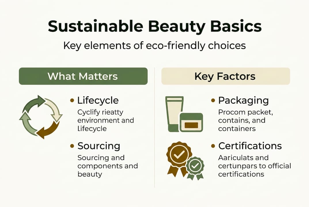 Infographic of sustainable beauty basics and factors