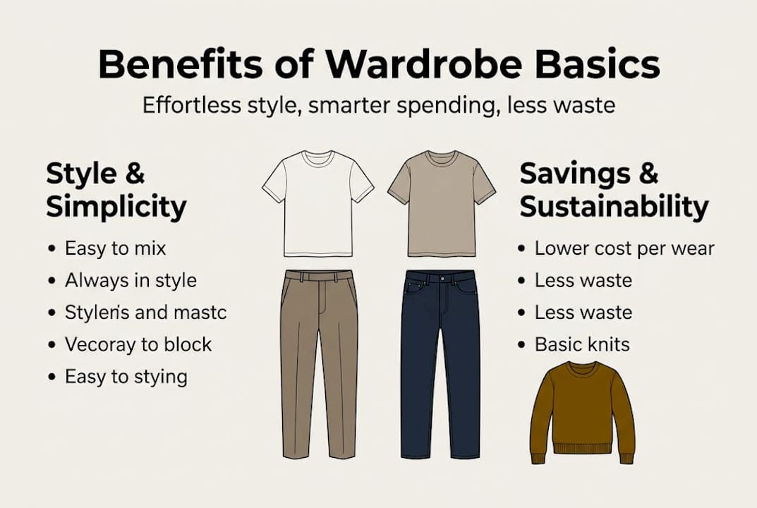 Infographic showing why wardrobe basics matter