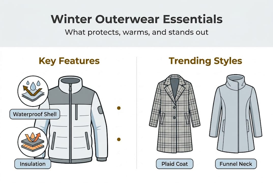 Infographic outlining key winter outerwear features