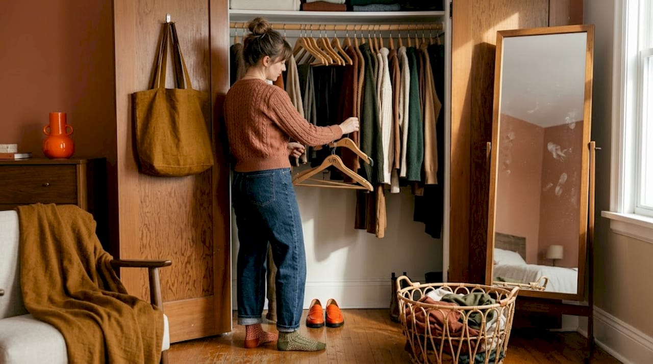 Woman choosing outfit with inclusive sizes
