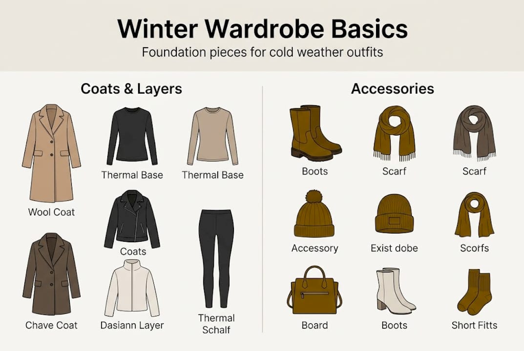 Infographic of winter wardrobe basics