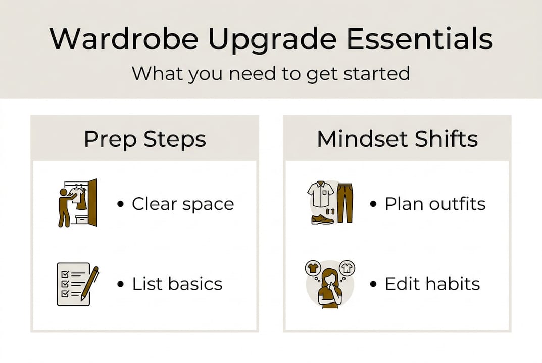 Infographic outlining wardrobe upgrade essentials