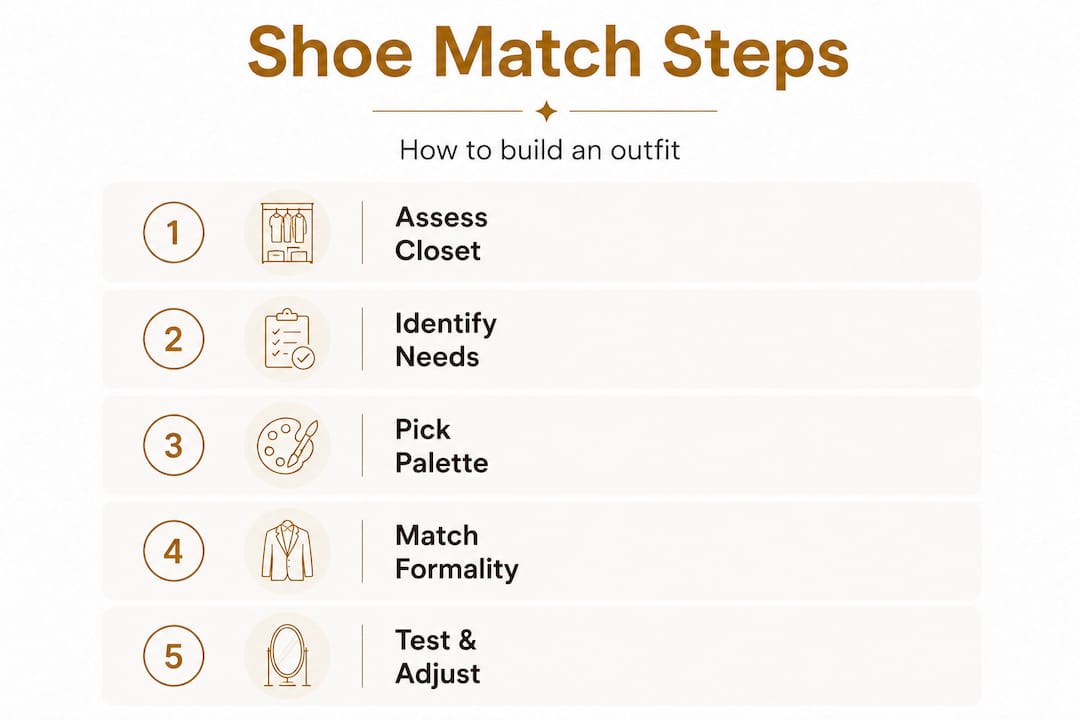 Infographic showing steps to match shoes and outfits