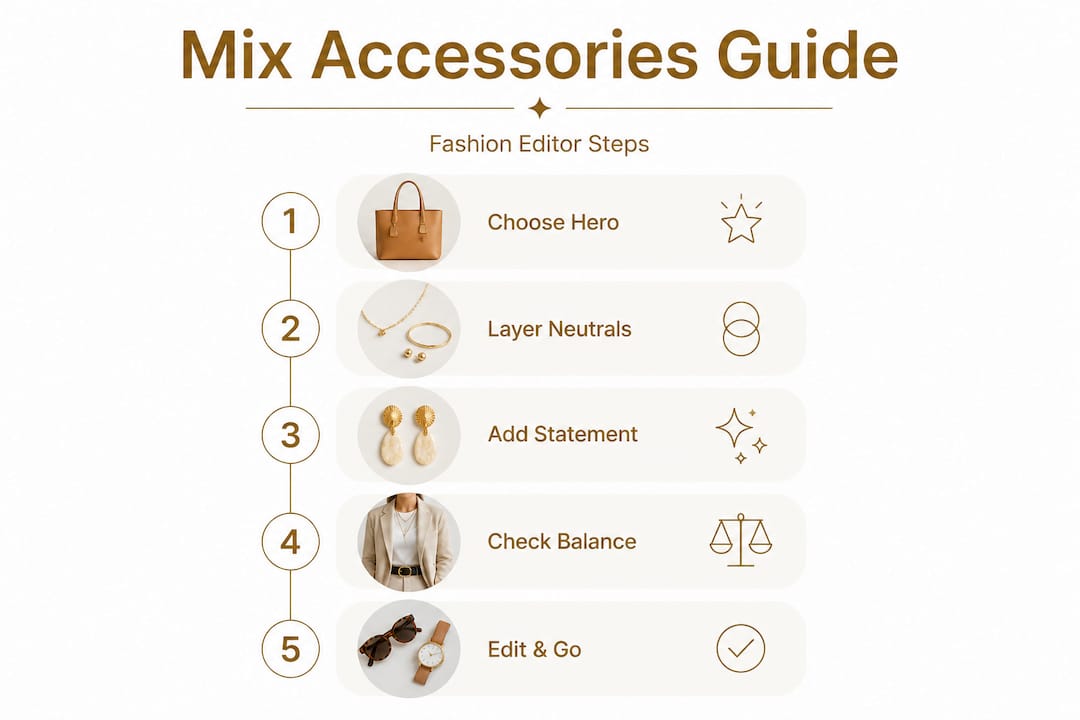 Infographic with step-by-step accessory mixing process
