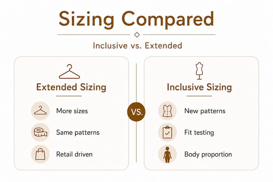 Infographic comparing inclusive and extended sizing