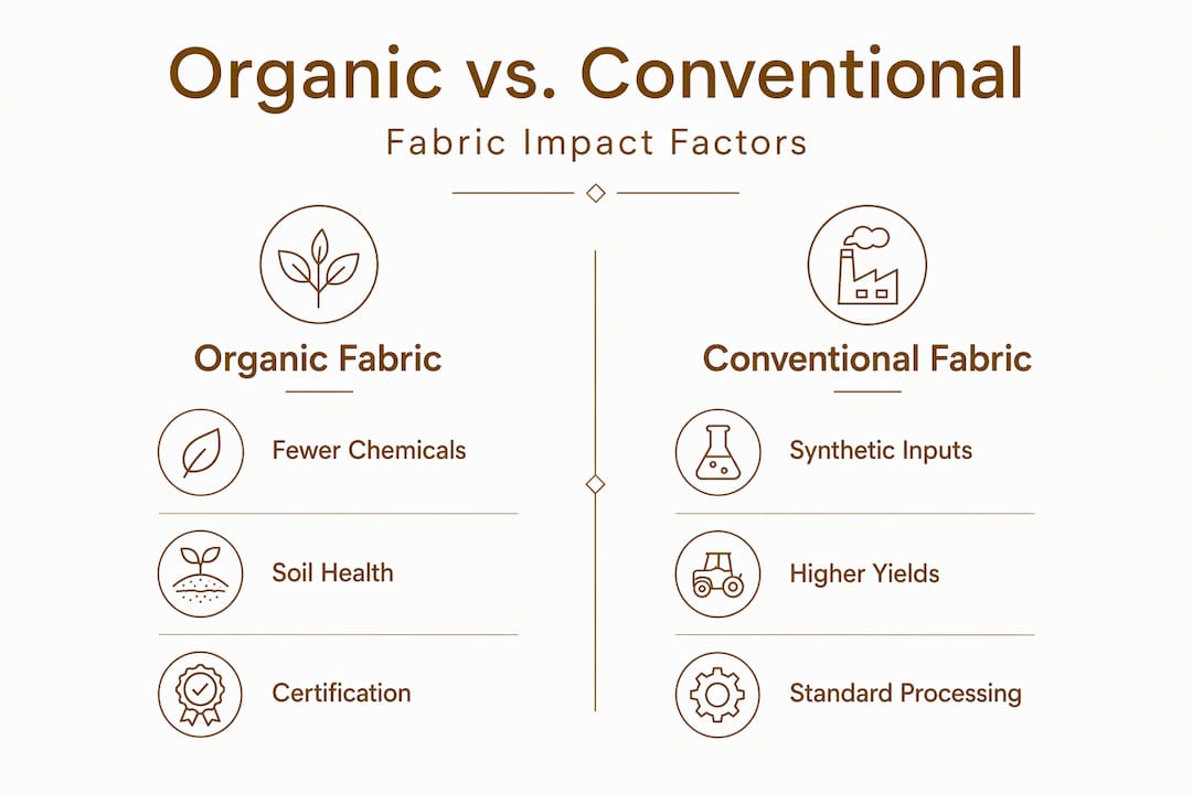 Infographic comparing organic versus conventional fabrics