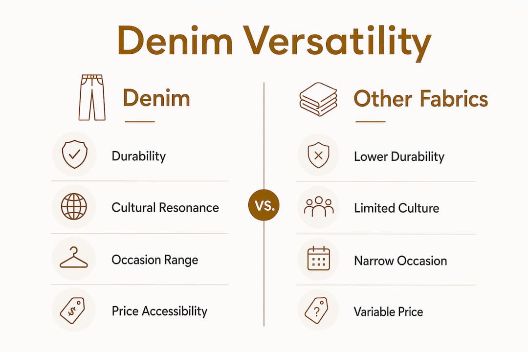 Infographic comparing denim and other fabrics