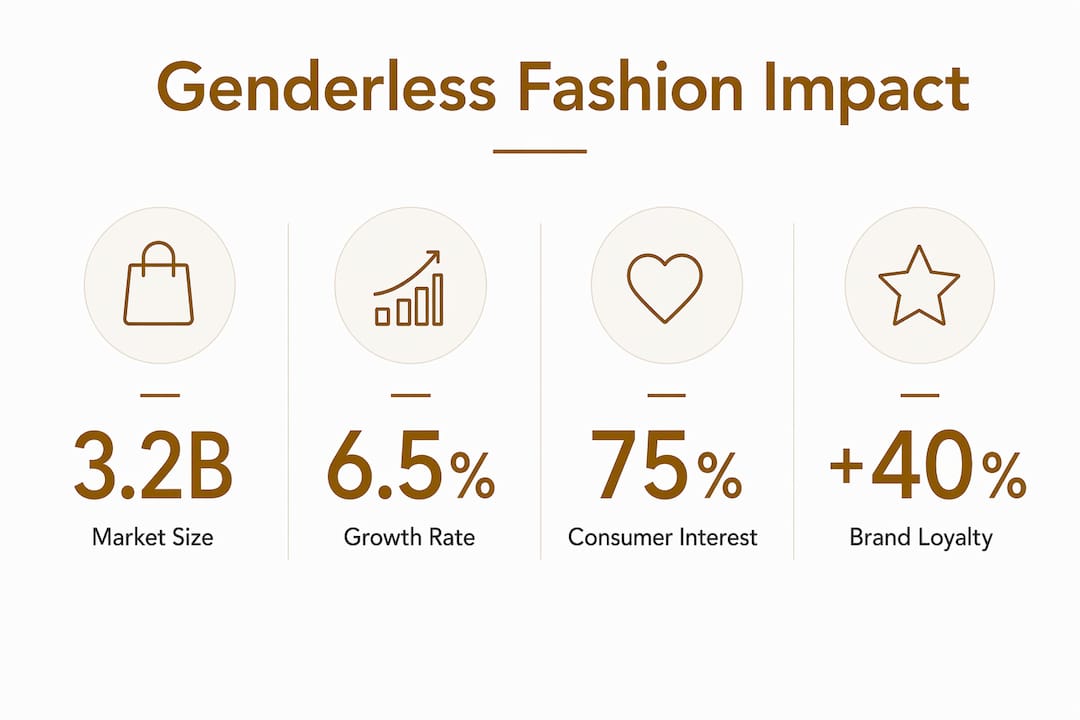 Infographic showing stats on genderless fashion market impact