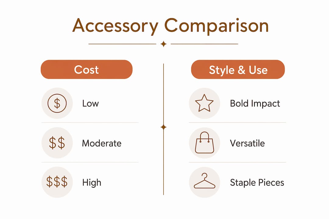 Infographic comparing accessory cost and style impact
